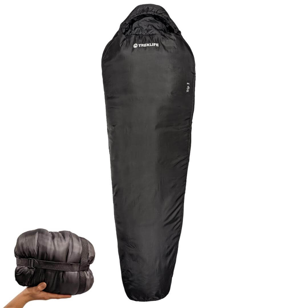 Treklife Trip 3 Sæsons Sovepose - Sort Tilbud!