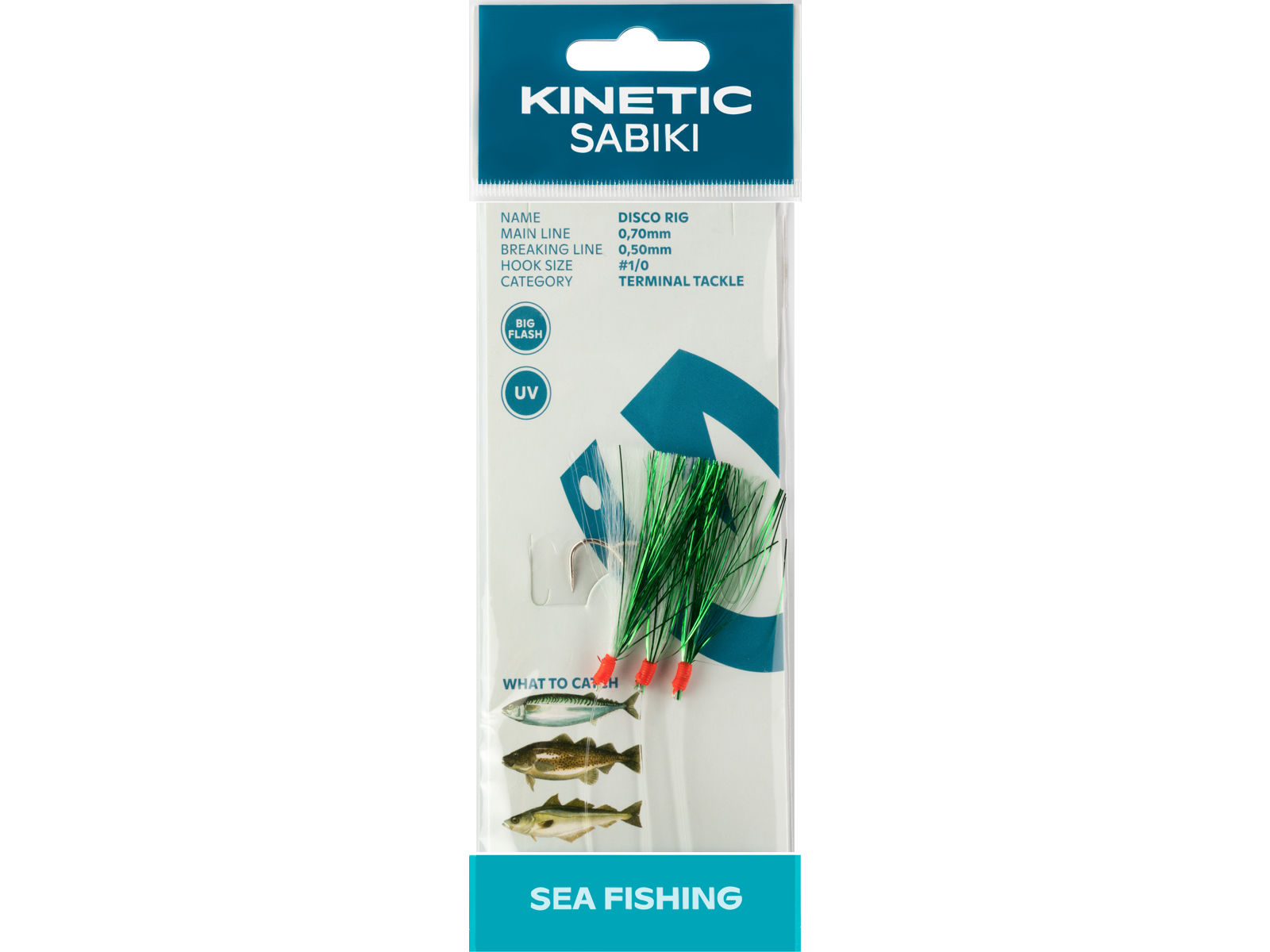 Kinetic Sabiki Forfang til Torsk og Makrel Grøn Hvid
