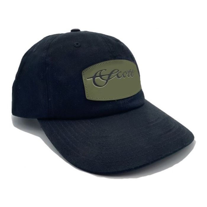 Scott   Panel Black Hat With Green Scott Patch   Front
