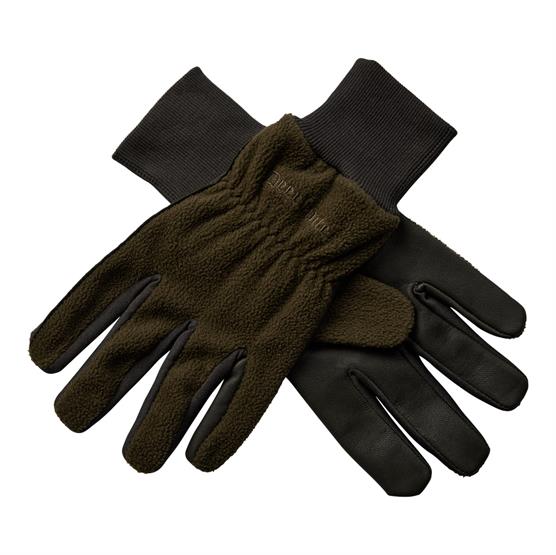 Deerhunter Fleece Gloves    Leather  Art Green