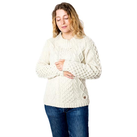 Fuza Uld Dame Prinsesse Sweater Rund Hals Hvid