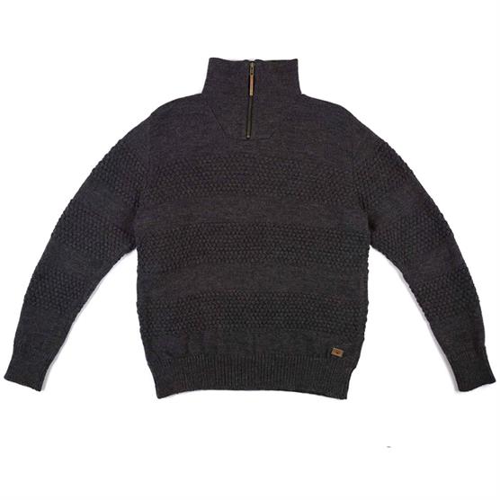 Fuza Wool Herre Nyhavn 1/2 Lynlås Sweater - Coal