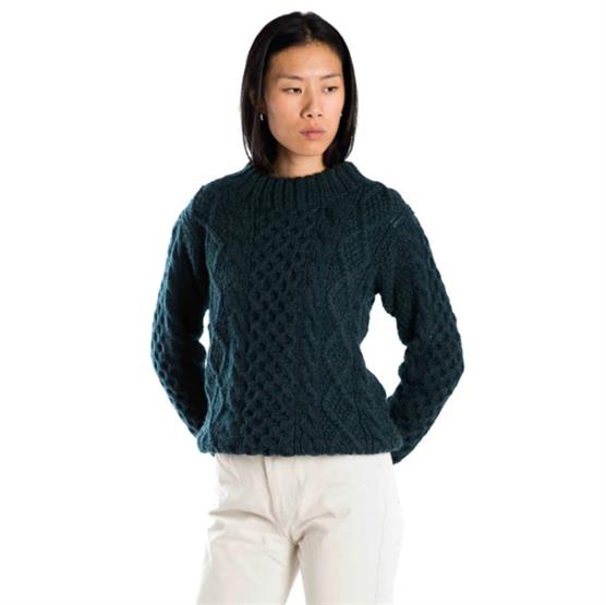 Fuza Wool Womens Princess Sweater Round Neck  Indigo