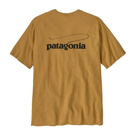 Patagonia Mens Casting Logo Responsibili-tee  Pufferfish Gold