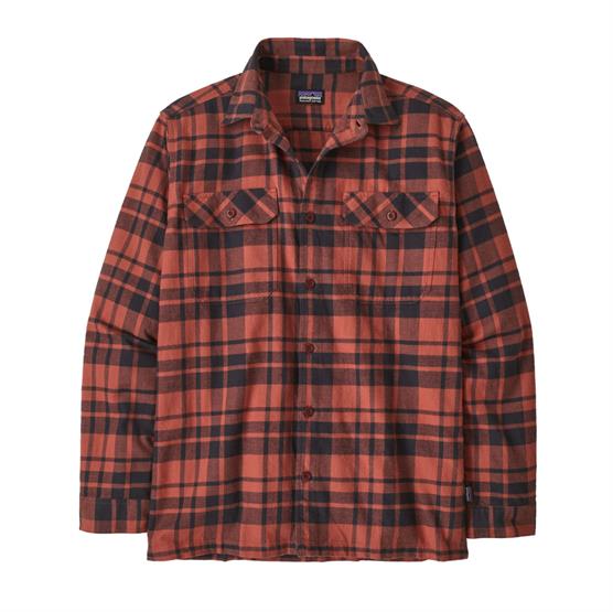 Patagonia Mens     Organic Cotton   Fjord Flannel Shirt  Ice Caps   Burl Red