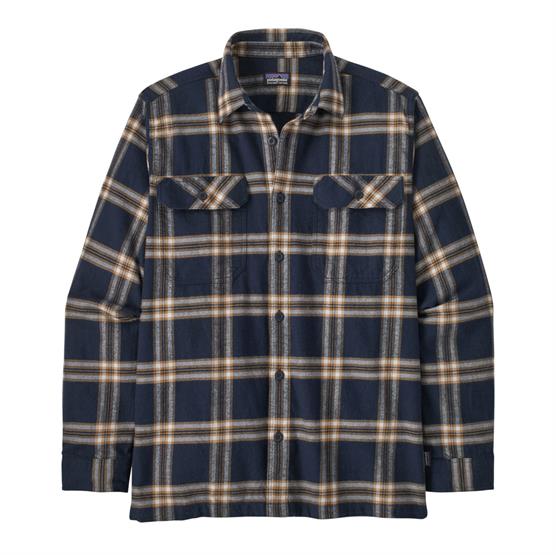 Patagonia Mens     Organic Cotton   Fjord Flannel Shirt  North Line   New Navy