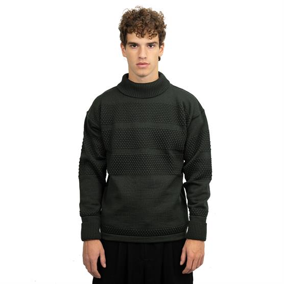 Herning Mens Fisherman Sweater  Dark Forest Green