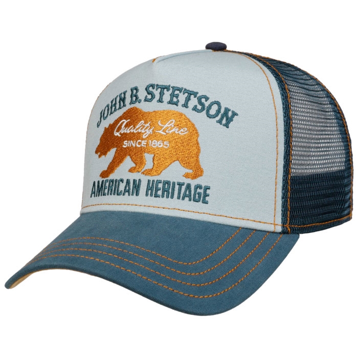 Stetson Trucker Cap American Heritage Grizzly Bear  Blue Baseball Cap  Kasket