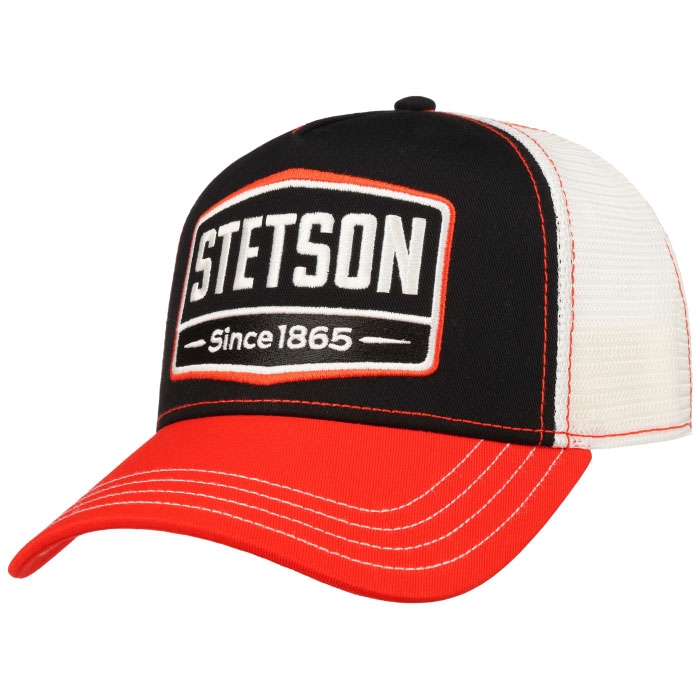 Stetson Trucker Cap  Quot Stetson Since 1865 Quot  Black White Red Baseball Cap  Kasket