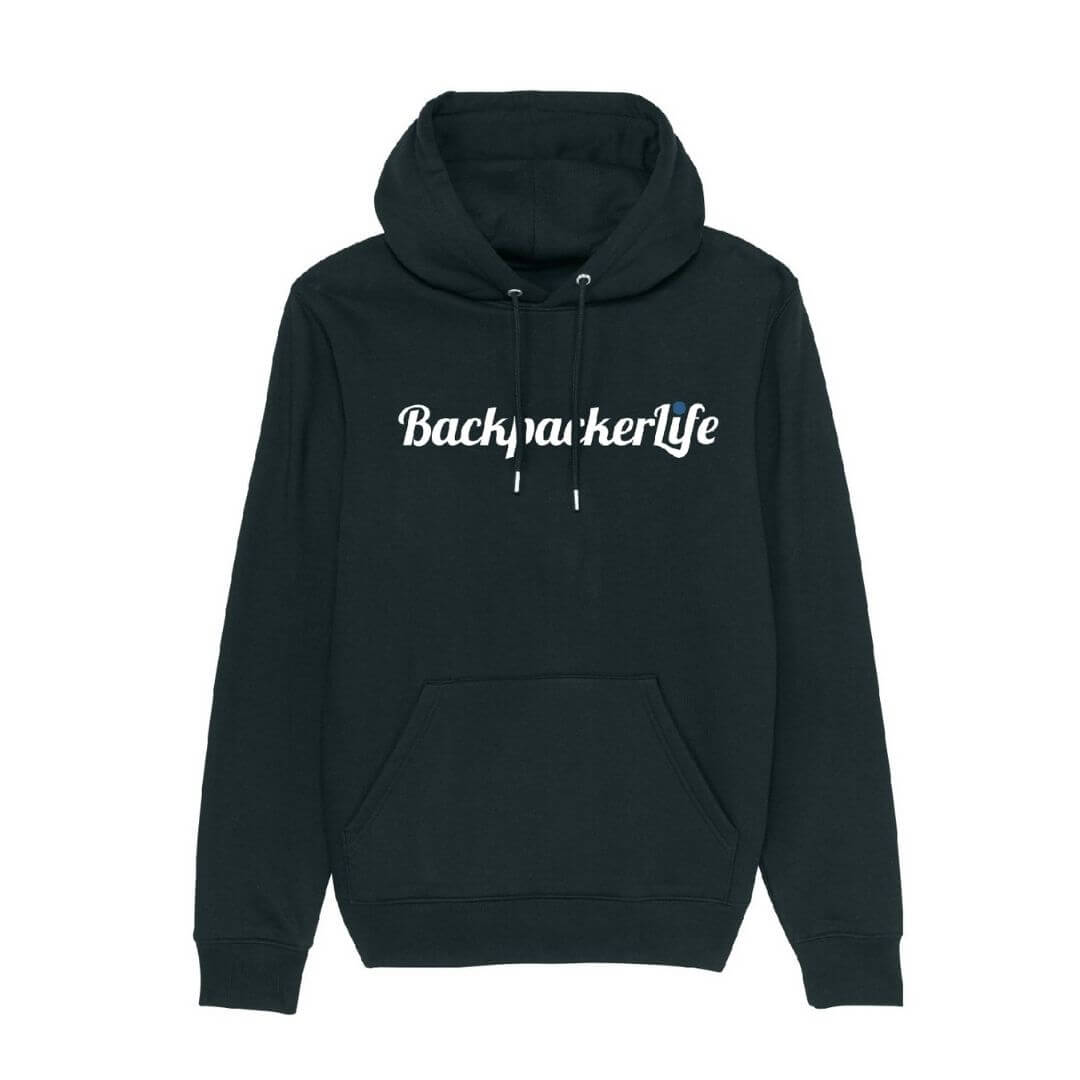 Trøje økologisk Recycled Backpackerlife Sort