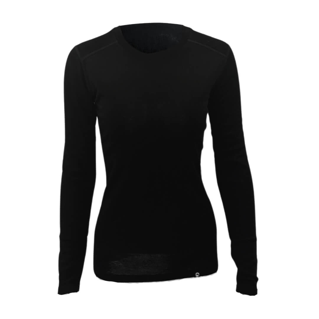 Uldundertrøje Dame 100  Merino Uld Treklife Sort