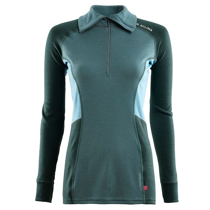 Aclima Warmwool Polo   Zip    Atlantic   Grøn Gables-  Undertøj