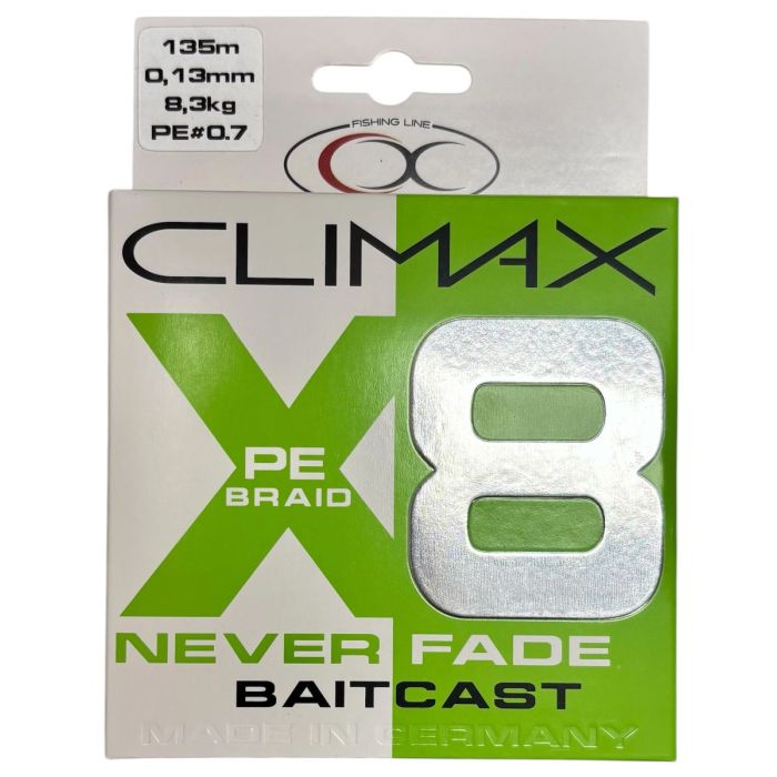 Climax   X8 Neverfade Baitcast Chartreuse 135m