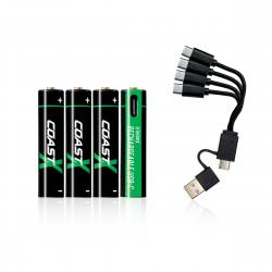 Coast   5v Aaa Usb-  Genopladelige Batterier  Inkl  Ladekabel    Stk  Batteri