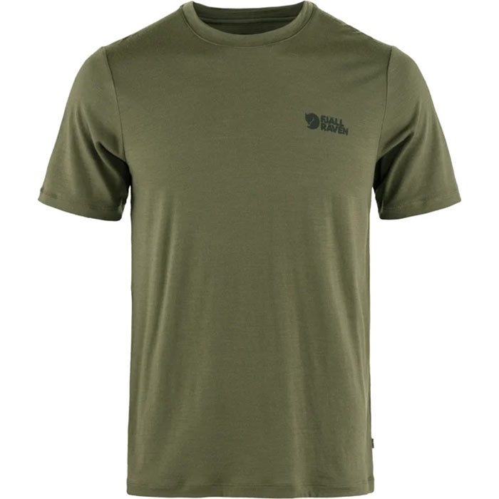 Fjällräven Abisko Wool Logo   Herre   Mænd-laurel Green-    -shirt  Polo-shirt