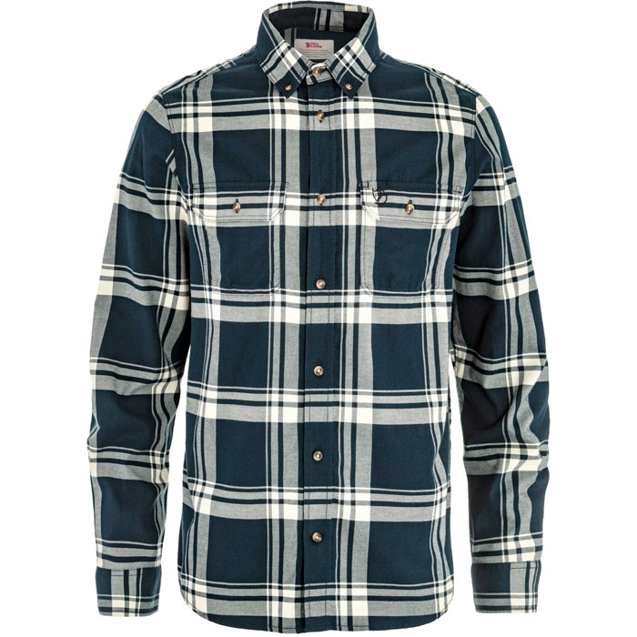Fjällräven övik Lite Flannel Shirt  -dark Navy   Chalk White-  Skjorter