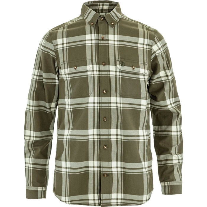 Fjällräven övik Lite Flannel Shirt  -laurel Green   Chalk White-   Skjorter