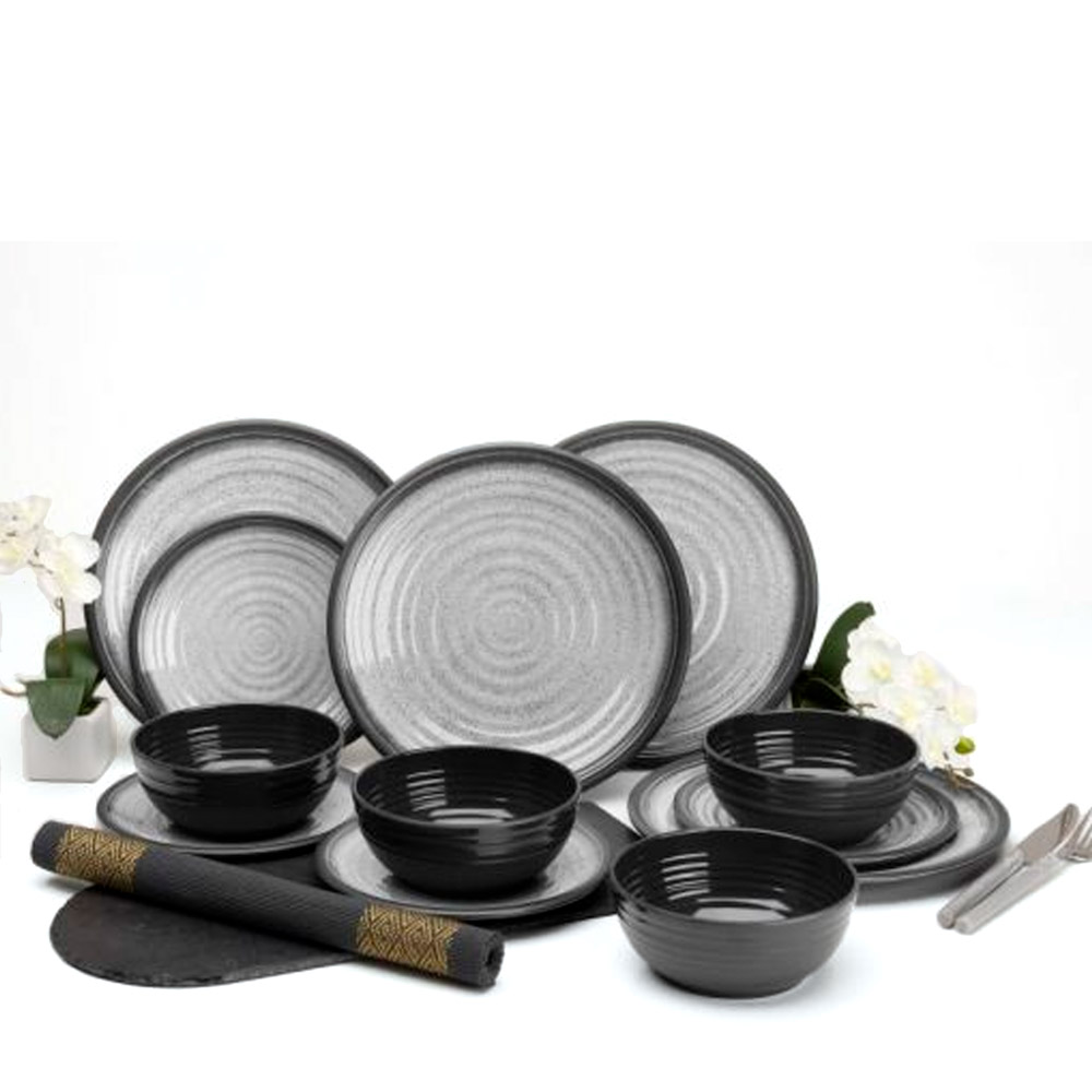 Granite Grey Premium Melamin Servicesæt