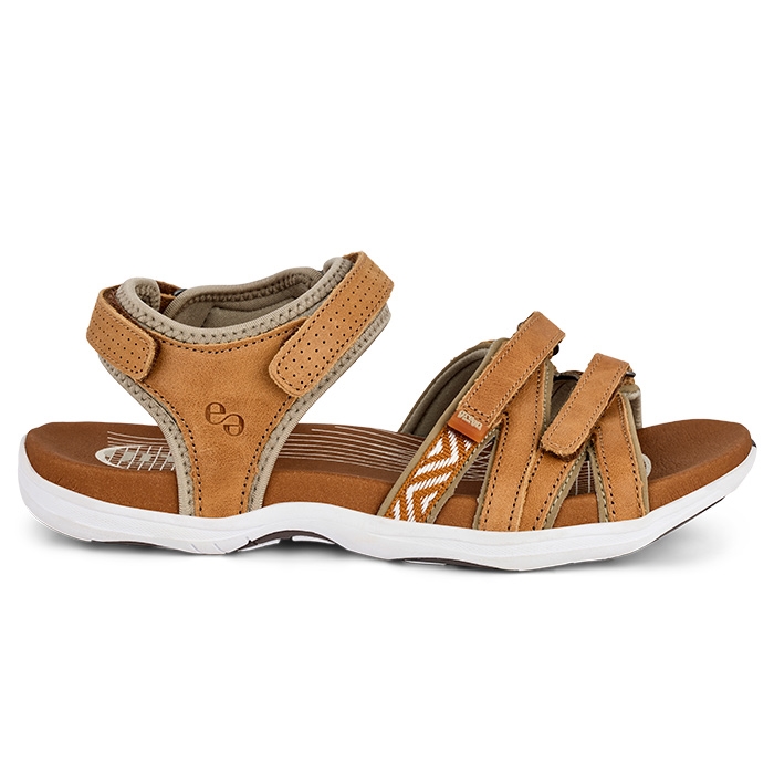 Grøn Komfort Corsica Sandal Slim i Cognac - Sporty Sandaler
