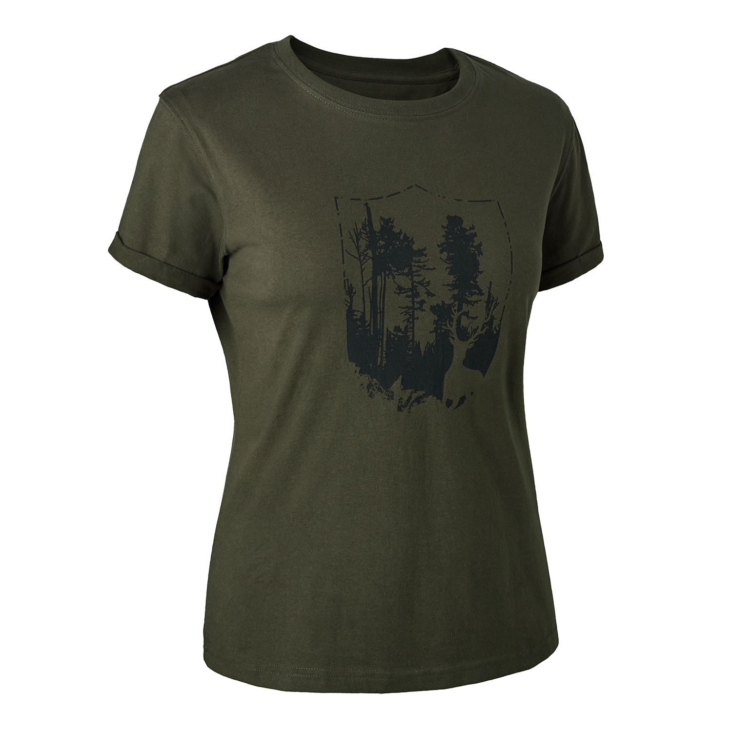 Lady  -shirt Med Deerhunter Skjold Bark Green 36