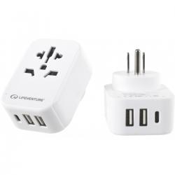 Lifeventure World     Travel Adaptor With Usb     Adaptor
