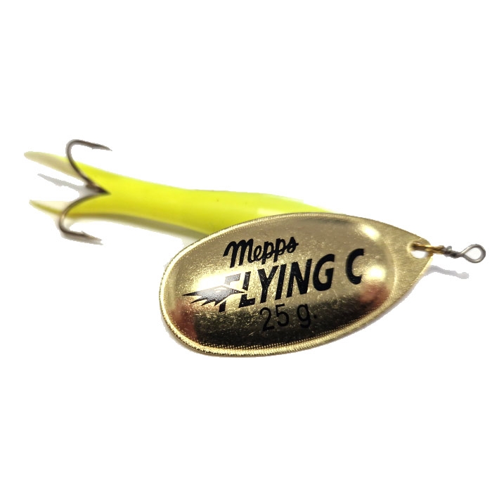 Mepps Flying   Upstream 25  -fluo Gul Guld Kondomspinner