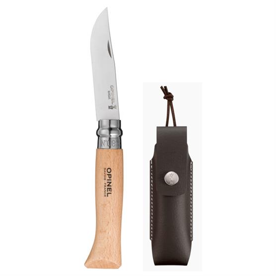 Opinel No8 Rustfrit Stål Kniv med Bøgetræsskaft