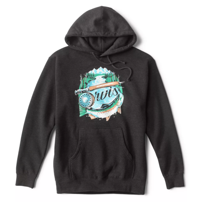 Orvis Rainbow Trout Hoodie   Charcol 09