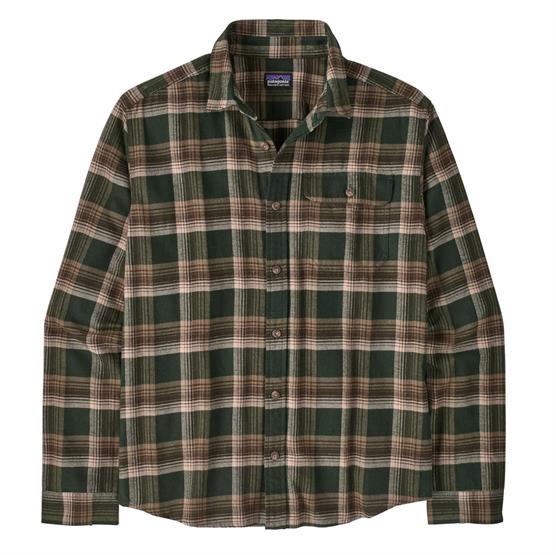 Patagonia Mens       Fjord Flannel Shirt  Cozy Cabin   Treeline Green