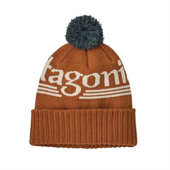 Patagonia Powder Town Beanie  Hut Tripper Logo   Cinnamon Brown