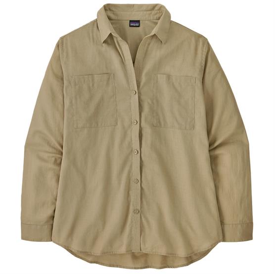 Patagonia Womens       Buttondown  Windowpane Dobby   Weathered Stone