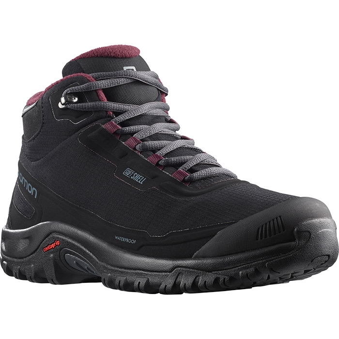 Salomon Shelter   Waterproof Kvinder   Damer Vinterstøvle  Sort Ebony Rød Tasting-37             Vintersko  Vinterstøvler