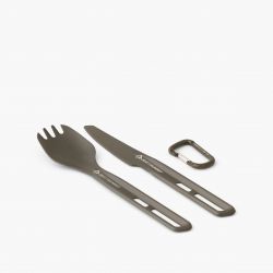 Sea   Summit Frontier   Cutlery Set    Piece  Spork And Knife Aluminium Hard Anodised Grey Bestik