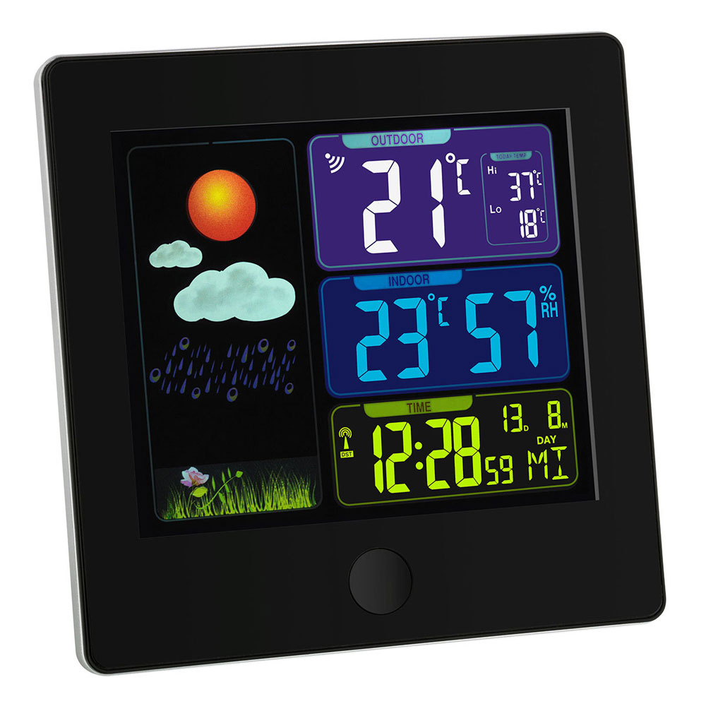 Trådløst Termometer Hygrometer Med Radiostyret   Black