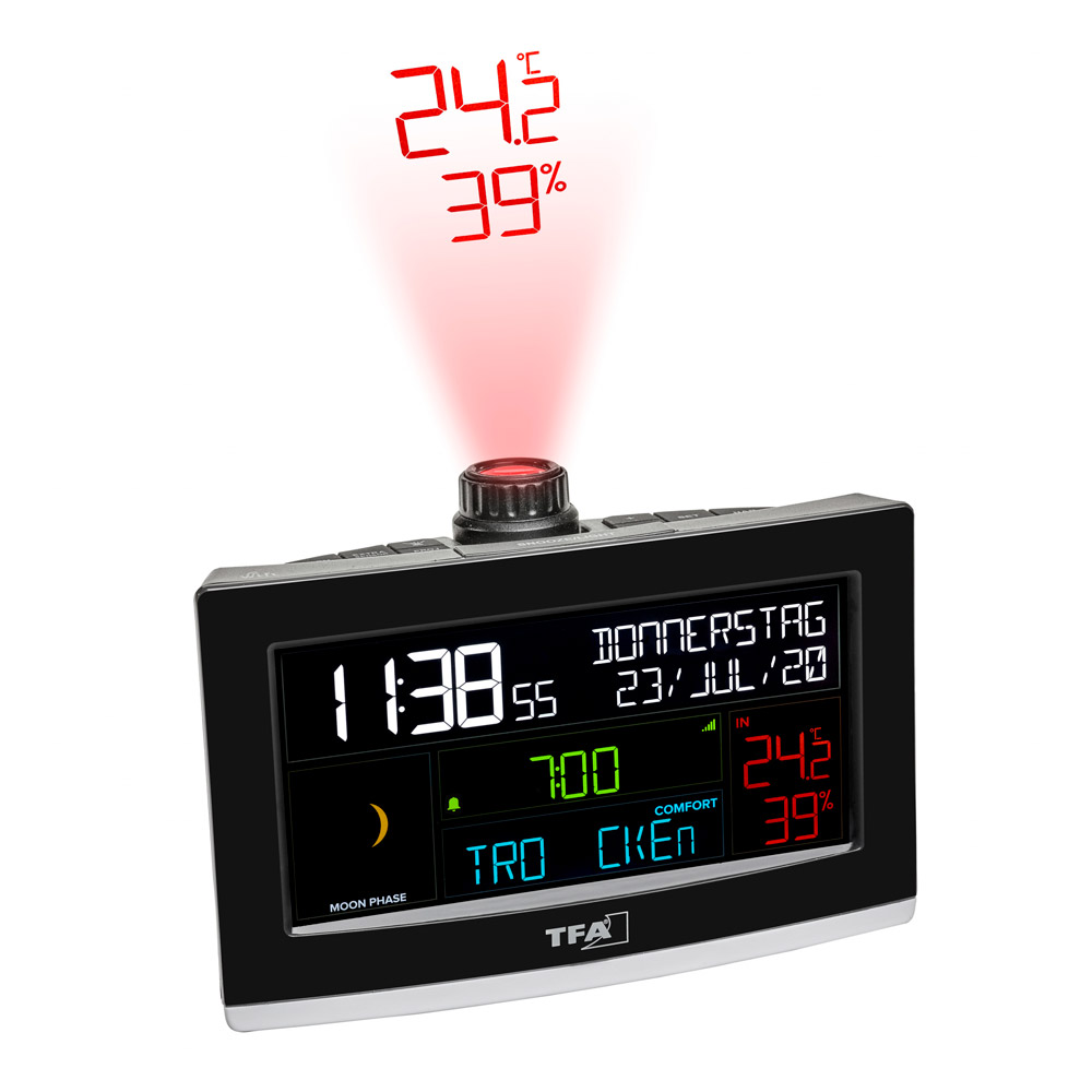 Tfa Vækkeur Med Projektor   Termo- Hygrometer